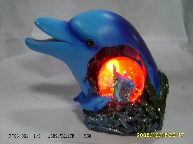 Custom Resin Dolphin Snow Globe,  Ocean Wave Water Globe ,Polyresin Dancing Dolphin Water Globe with Change LED Light