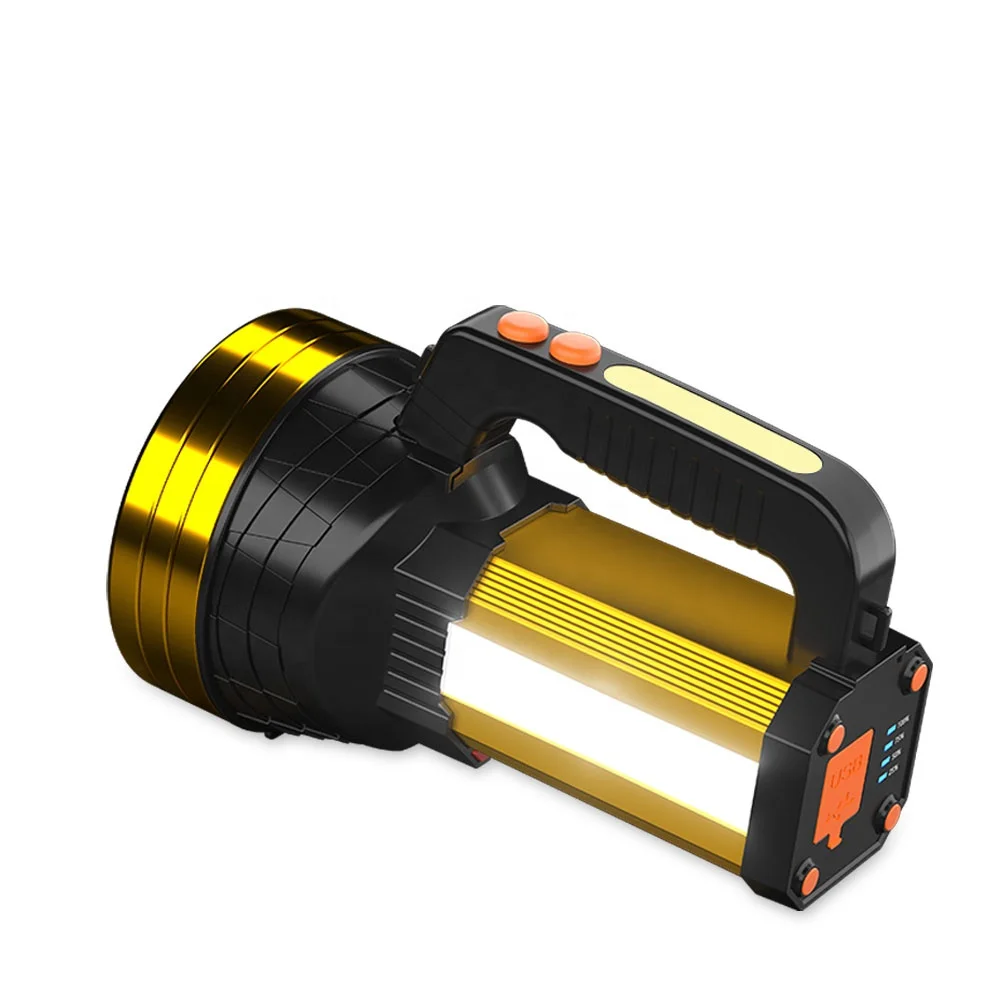 Hot Selling Searchlight Powerful Flashlight Life Portable Waterproof Hand Hold Multifunction ABS Red Blue Flash for Camping