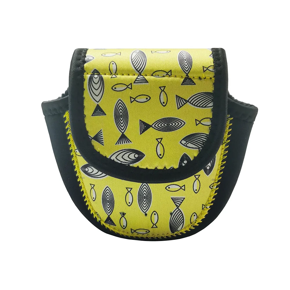 Custom Printed Logo Outdoor Travel Spinning Casting Fishing Reel Bag Neoprene Fishing Reel Cover