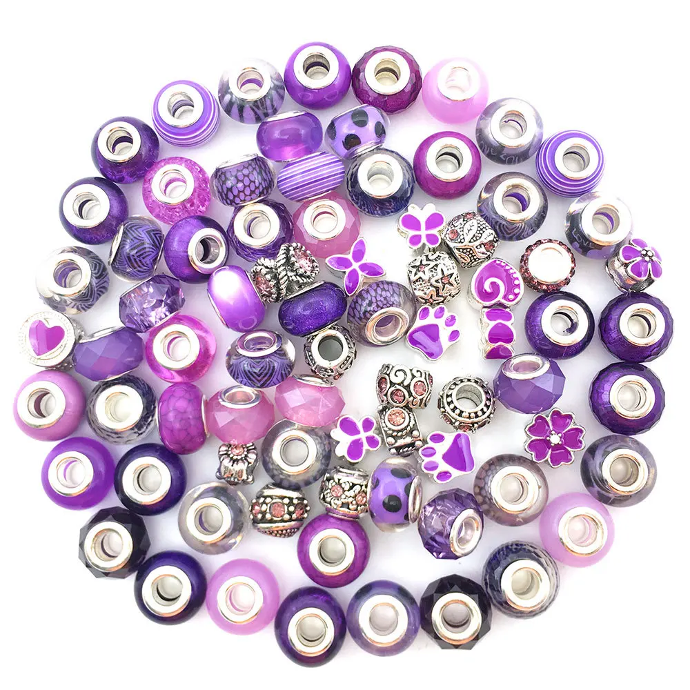 SOJI Wholesale 80pcs/bag mixed glitter spacer beads bulk gemstone beads bracelet charms for bracelet jewelry making