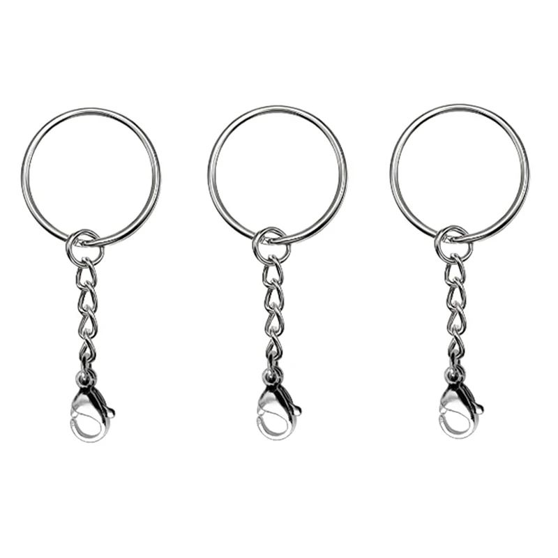 Keychain Accessoriss 25mm Metal Key Ring Chain with Mini Lobster Clasp Clip