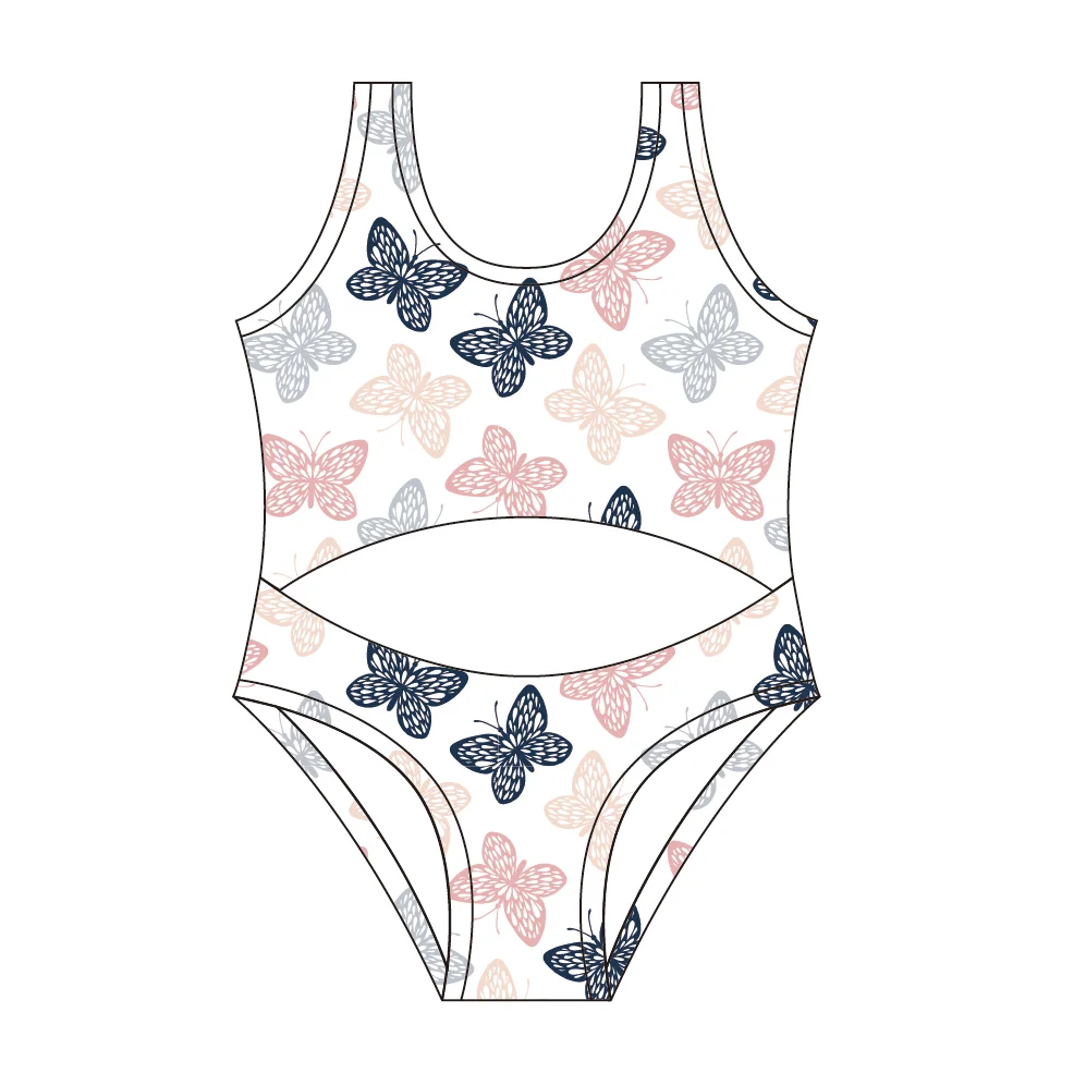 Miranda High waist custom print sleeveless two piece swimsuit girl children bikini toddler baby swimwear
