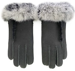 Fashion Women Winter Wool Gloves Cute Gloves With Fur Cuff