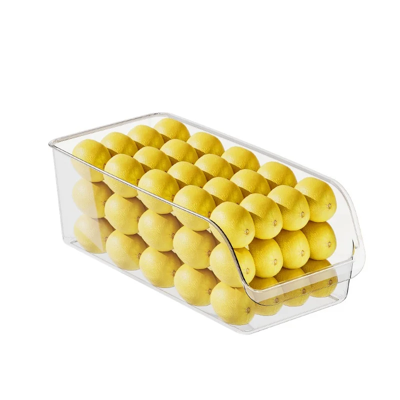 Kitchen Storage Drawer Food Grade Crisper Egg Storage Transparent Plastic Square Shape Refrigerator Compatible PP Material Set