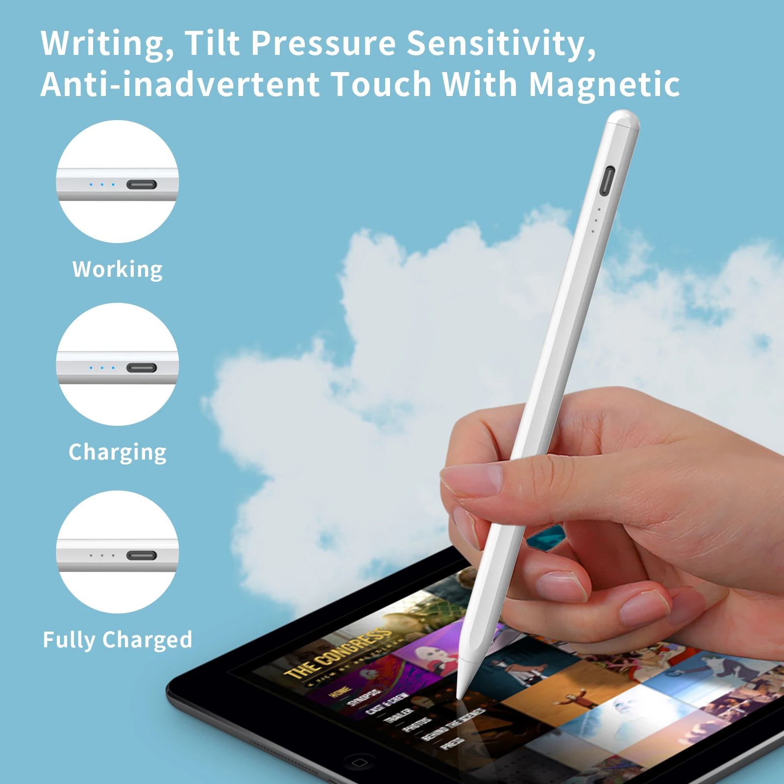 stylus pen touch screen Additional magnet POM silicone nib ce/fcc/rohs