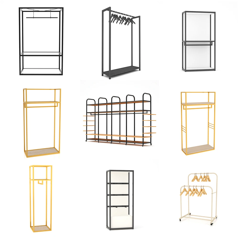 New Arrived Clothing Store Heavy Duty Display Racks Clothing Double Hanging Rail Boutique Clothing Garment Rack