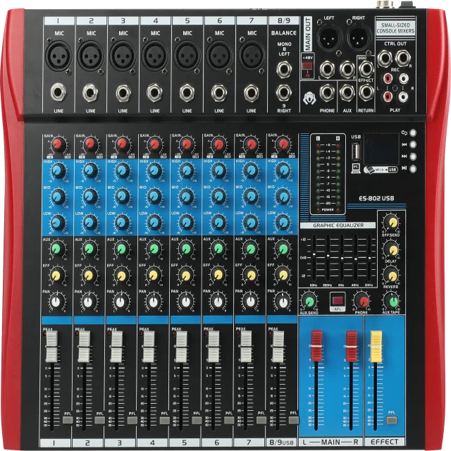 TEBO 8-канальный диджейский контроллер/аудио консоль микшер usb Dj микшерная 48 В фантомные мощности