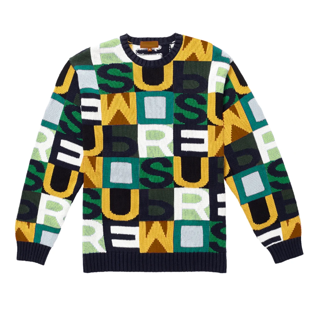 VSCOO 2022 custom OEM & ODM fashion printed jacquard knitted jumper crew neck long sleeve men pullover sweater