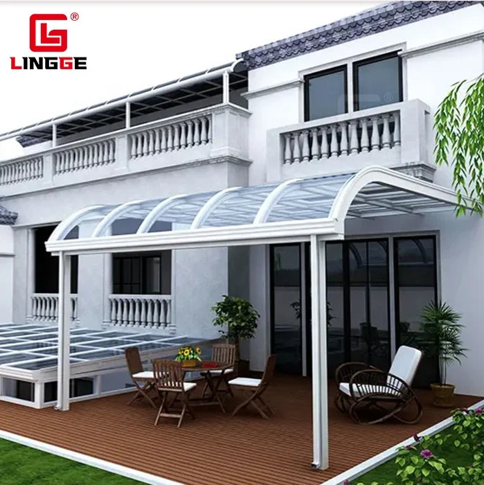 Balcony Canopy Rain Shelter Patio Cover Waterproof Aluminum Awning Canopy With Posts   Polycarbonate Roof Canopy