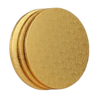 XJH Gold White Cake Drums Round 10 Inch Cake Boards Smooth Edges for Multi Tiered Birthday Wedding Party Cakes Drum Board