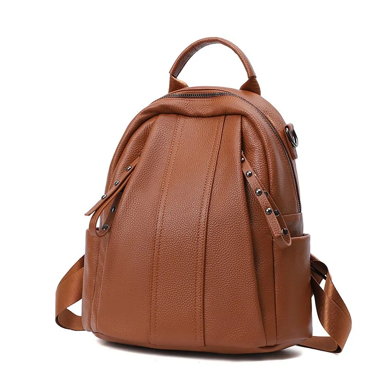 Bagsplaza Genuine Leather Backpack Large Capacity Backpack School Bags for Women Girl Teenager School Bags Backpack