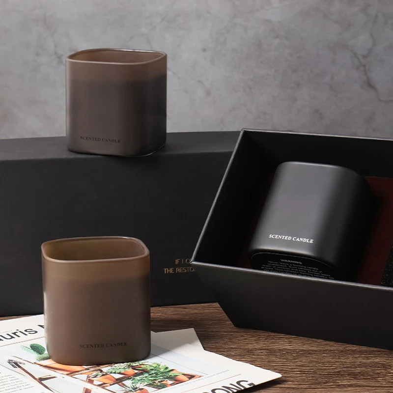 Amber Series Square Natural Soy Wax Scented Luxury Candle 3 Piece Gift Set for Sale