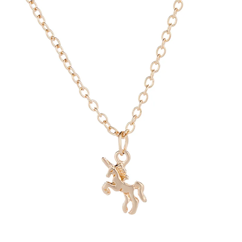 Fashion Alloy Magical Unicorn Horse Gold/Silver Pendant Necklace For Women Clavicle Chain Girl Holiday Beach Jewelry Gifts