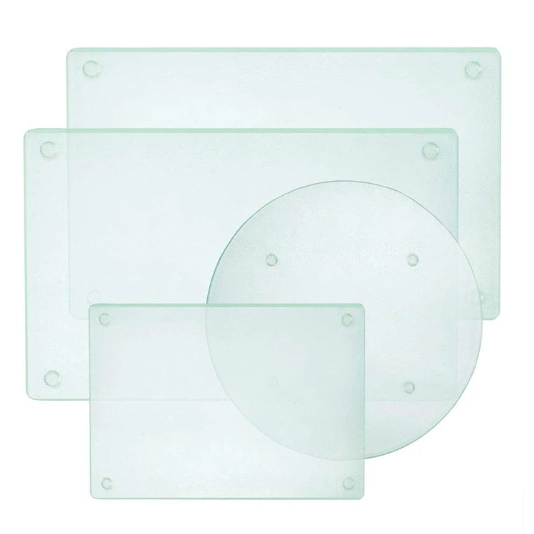 Blank Tempered Glass Chopping Board Figured Glass Non Slip Cutting Board