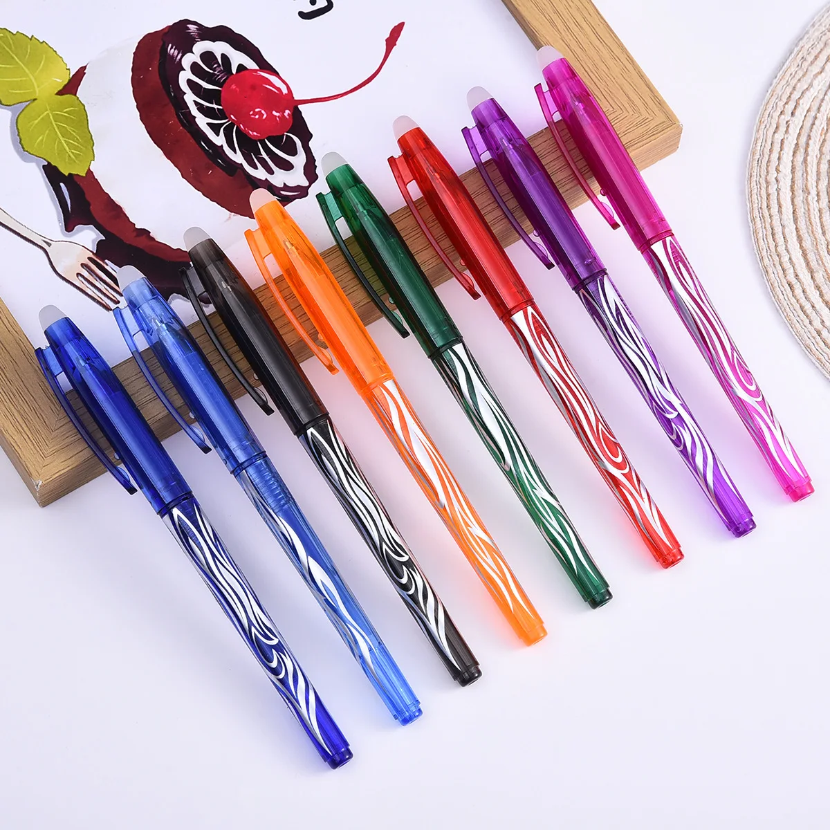 Wholesale Erasable Gel Pens Students Stationery Supplies 0.5mm Black Blue Erasable Gel Pens With Eraser