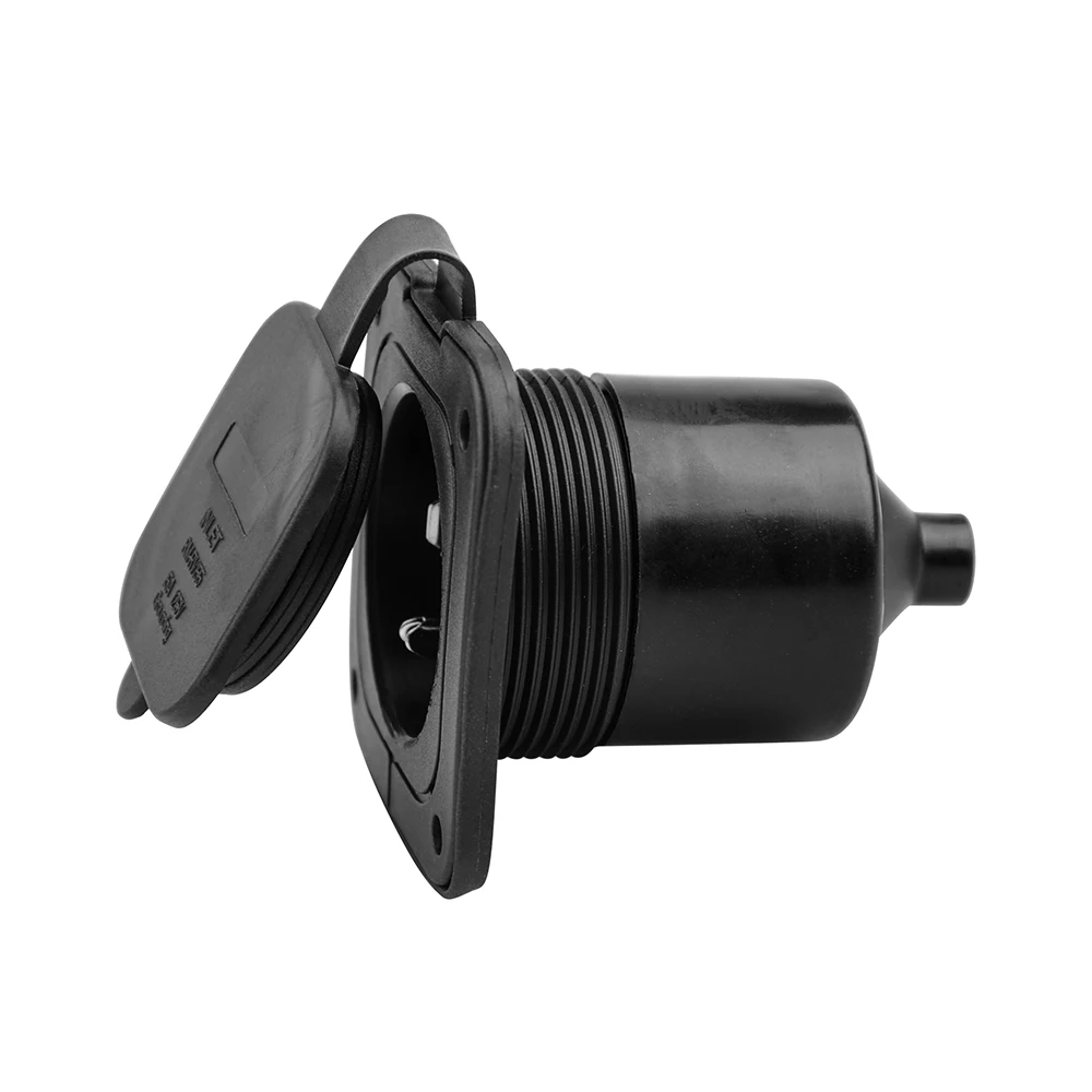 15 Amp Flanged Inlet 125V, NEMA 5-15 RV Shore Power Inlet Plug w/Waterproof and Back Cover, 2 Pole 3-Wire AC Port Plug