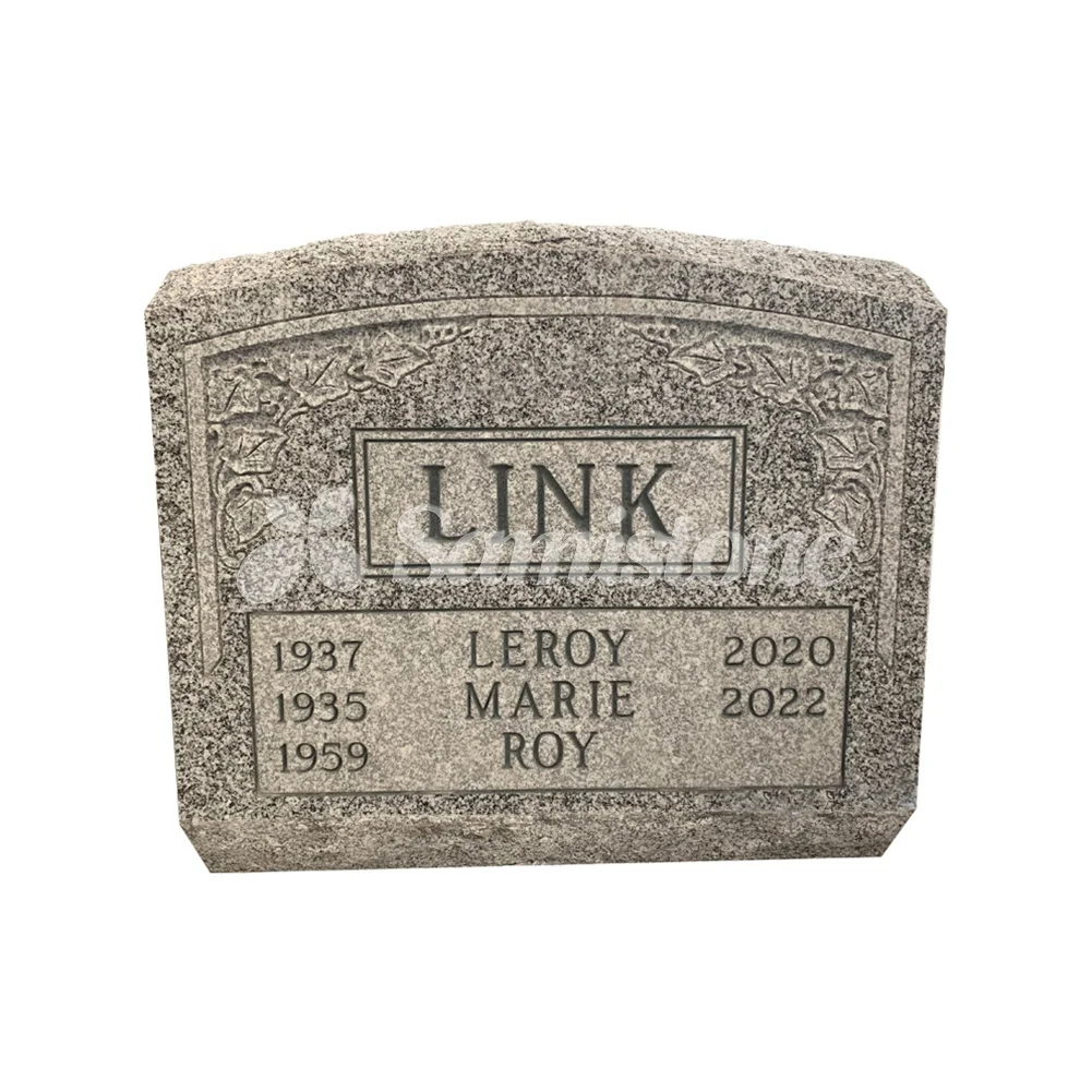 Наклонный серый гранитный Пескоструйный камень в американском стиле, новый дизайн, надгробие и памятники