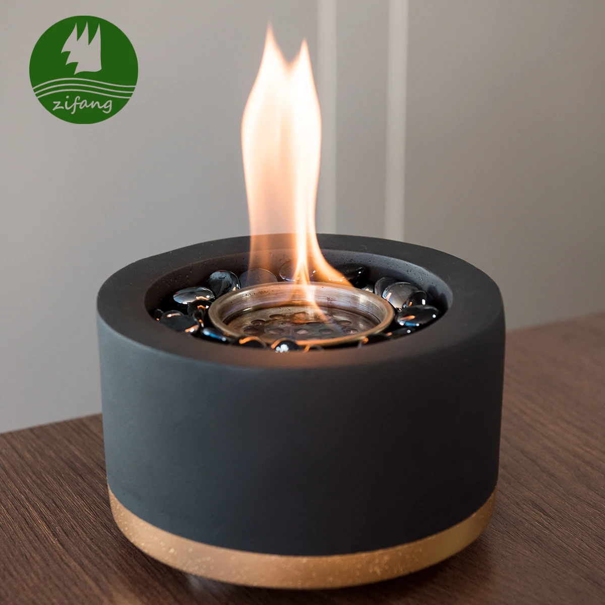 China Wholesale Modern Round Smokeless Free standing Concrete Mini Tabletop Portable Bio-ethanol Alcohol burner Fireplaces