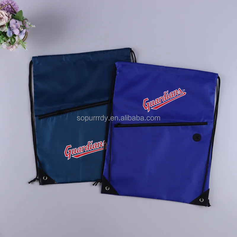 Logo Printed Oem Blank Drawstring Bag Gift Polyester Dust Bag For Wedding Party Promotional Gift With Zipper and Pockets