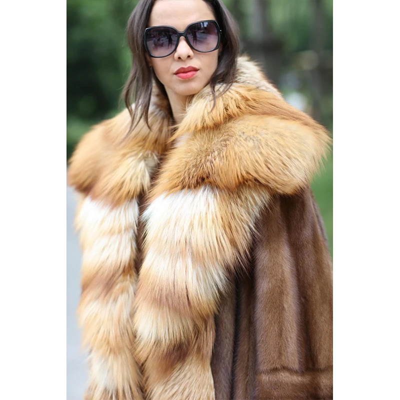 2021 new hot sale winter European imported mink fox fur coat men and women full mink super long