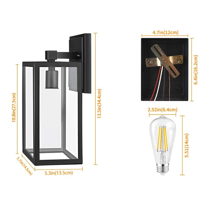 Aluminum outdoor waterproof modern decorative wall light IP65 Glass diffuser