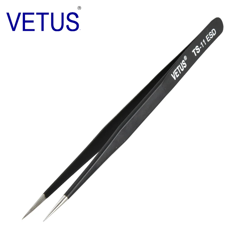 140mm Black ESD Plastic Antistatic Stainless Steel Tweezers /Vetus esd tweezers for workshop/Professional Repair Tool Tweezers