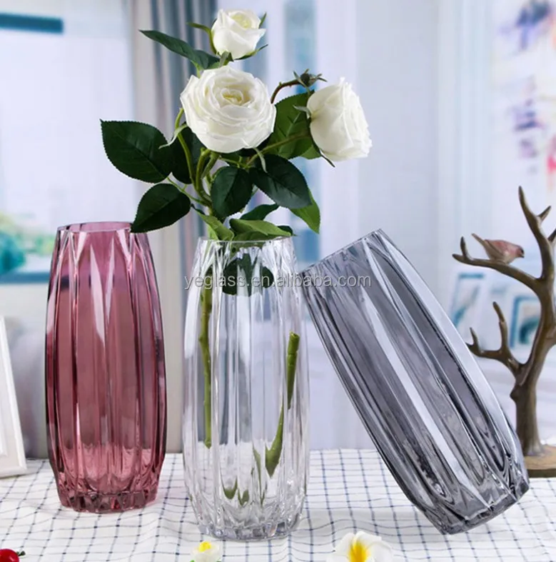 Simple Porch Glass Vase Living Room Desktop Decoration Vertical Edge Long Tube Transparent Color Vase