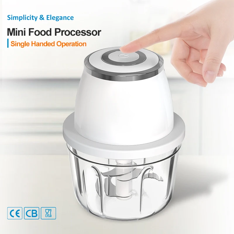 Baffle Design PS Cup Big Non-slip Button 30W 1200mAh 1700rpm 350mL Electric Food Chopper with Annulus Pattern Top