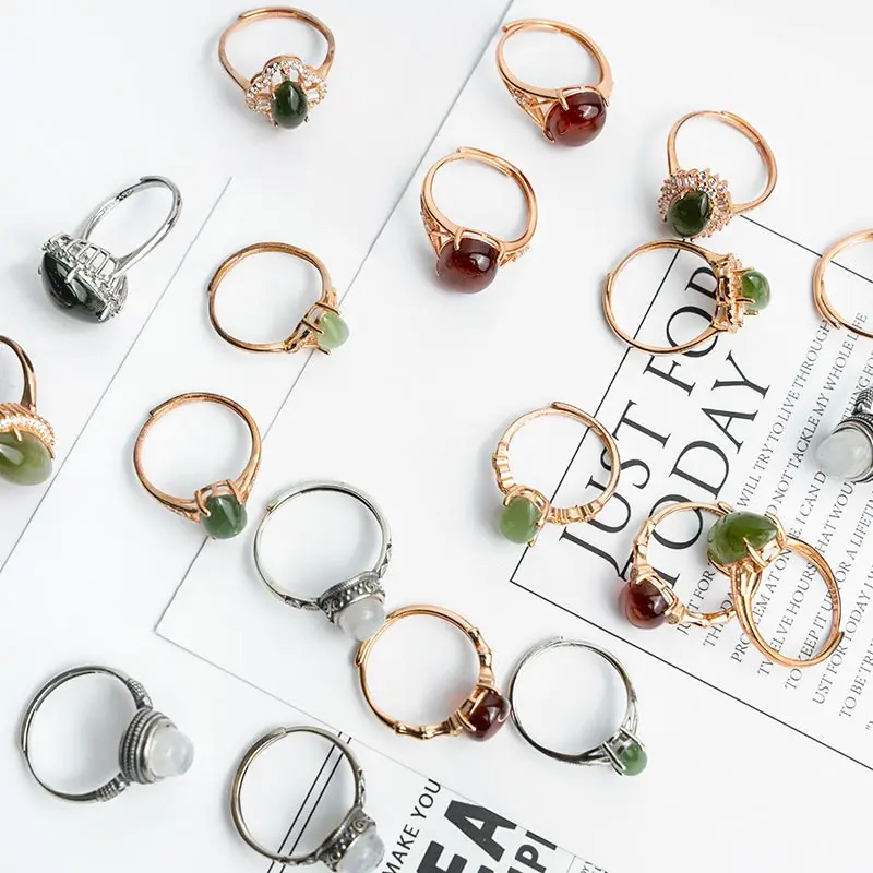 Robin Crystal factory natural carved jade stone gemstone rings