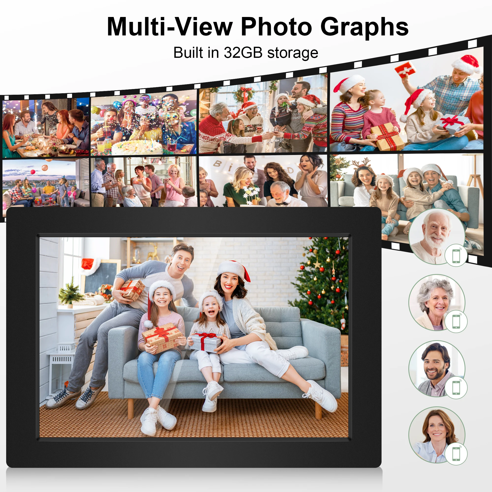 Veidoo WiFi Cloud Picture Frame 10.1 Inch 1080P IPS Touch Screen Digital Photo Frame with 32GB Memory Type C port frameo system