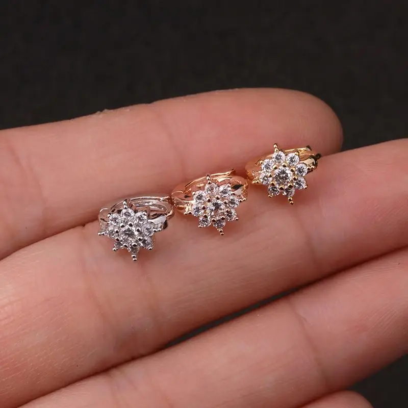 white,rose gold  Hoop Cartilage Huggie Earring Tiny Cz Round Cross Heart Flower Bow Tragus Hoop Helix Rook Ear Piercing Jewelry