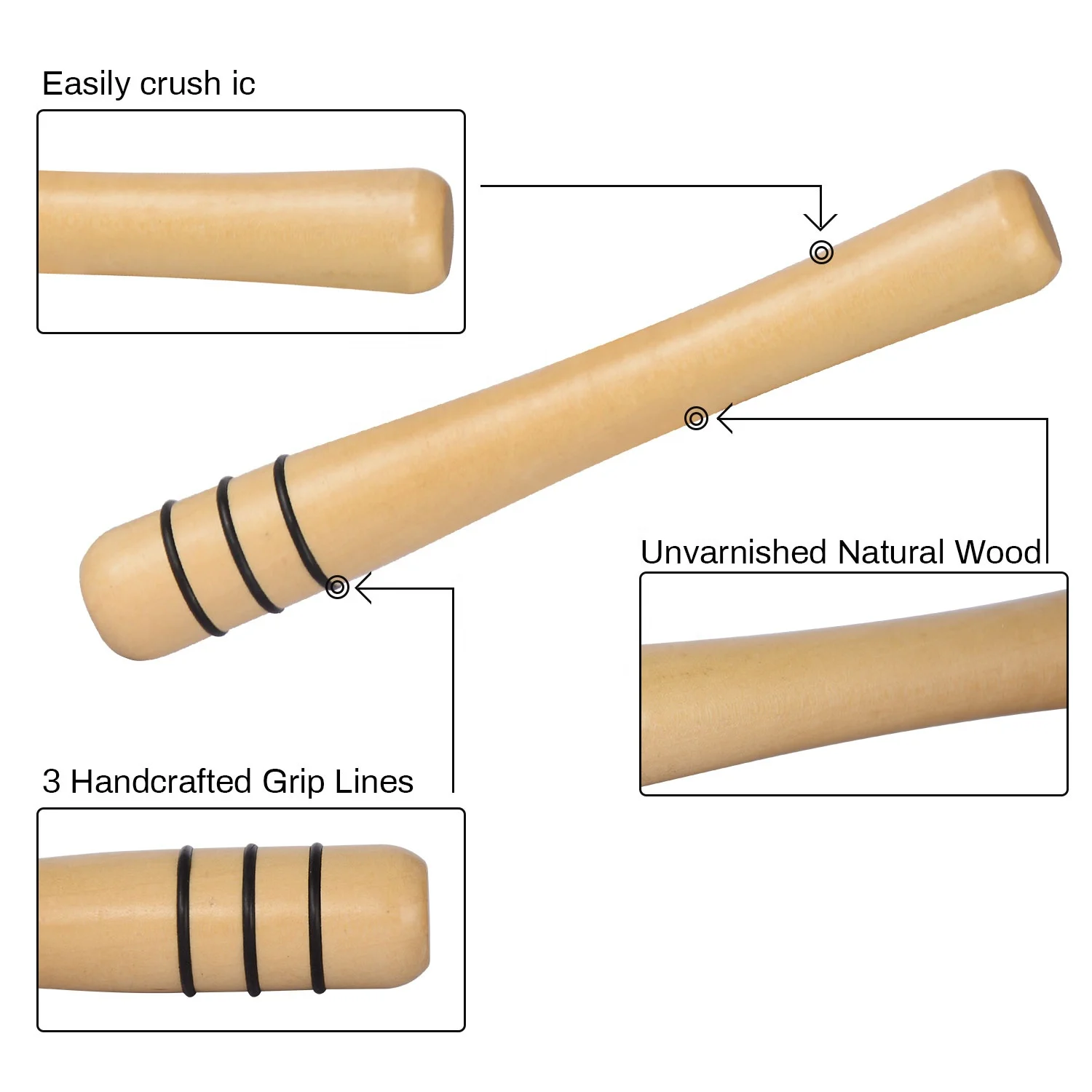 KLP High Quality Bartender Tools wooden Cocktail Bar Muddler Bar accessories