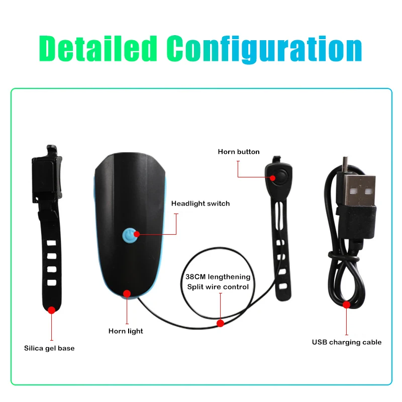 Howlighting Rechargeable Bike Lamp Set Waterproof Bicycle Horn Headlight Front Bicycle Lights