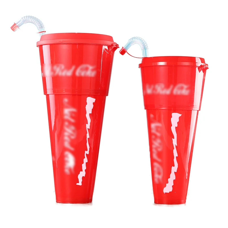Food grade Custom Logo display hot selling 2 In 1 snack popcorn cups plastic snack drink popcorn plastic cup top with snack tray