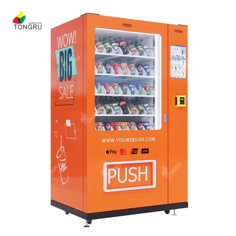 24 hours self-service vender beer vending machine snacks and drinks combo LED light water vending capsule vending machine