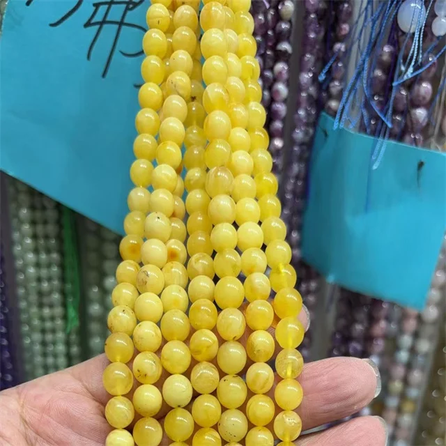 8mm strands fashion fine jewelry stone round beads natural Semi-finished product amber healing crystal beads for sale