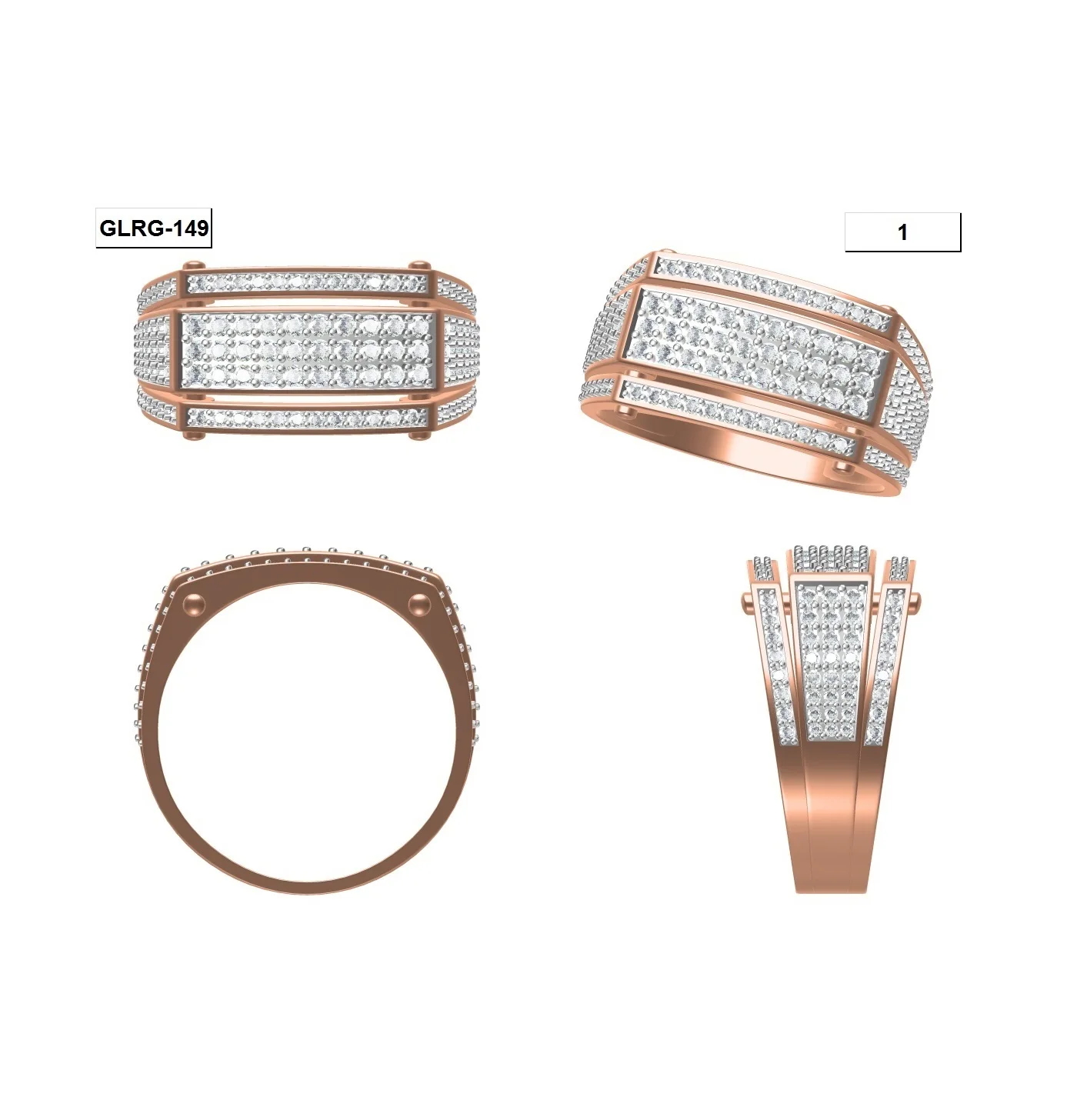 
4.55 Grams 14k Rose Gold Ring For Men with Natural IGI Certified 0.74 Carat Si-GH Color Diamonds, Custom Rings For Men & Women 