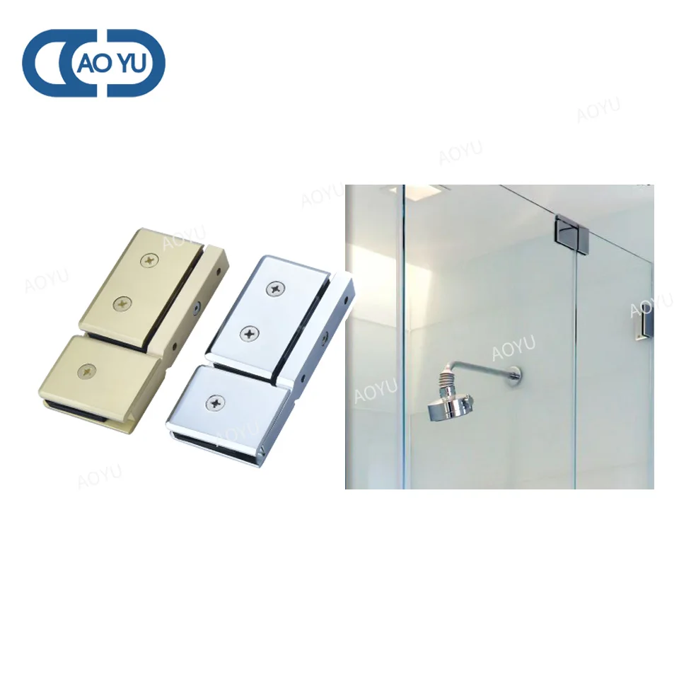 Aoyu 360 Degree Hardware Stainless Steel Brass Bathroom Shower room with notched glass door hinges