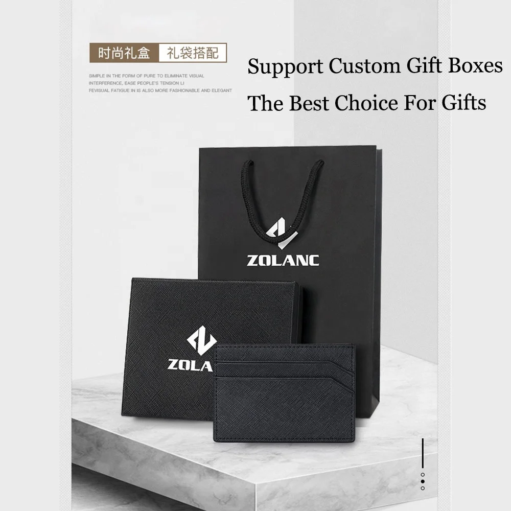 Customized Slim Double Sided Business Name Badge Leather Popular Wallet Card Credit Passport Holder