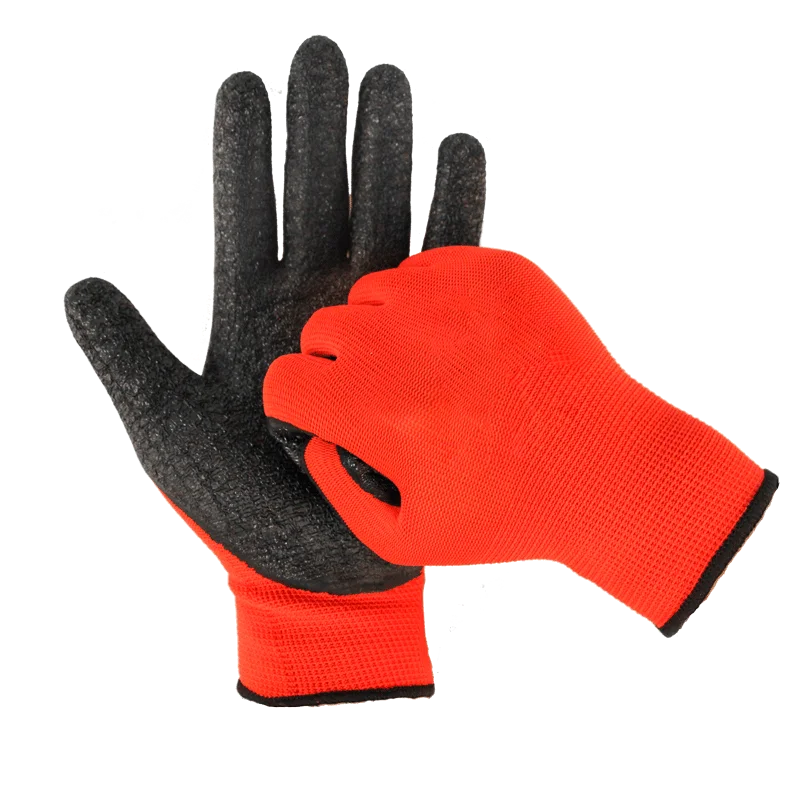 Construction Safety Textured Rubber wrinkle Work Latex Coated Garden Gloves