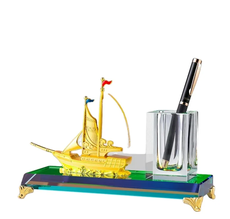 Stationery Products Pen Holder Fancy Crystal Material Glass Professional Custom Office Love Europe Business Gift Polished 100pcs