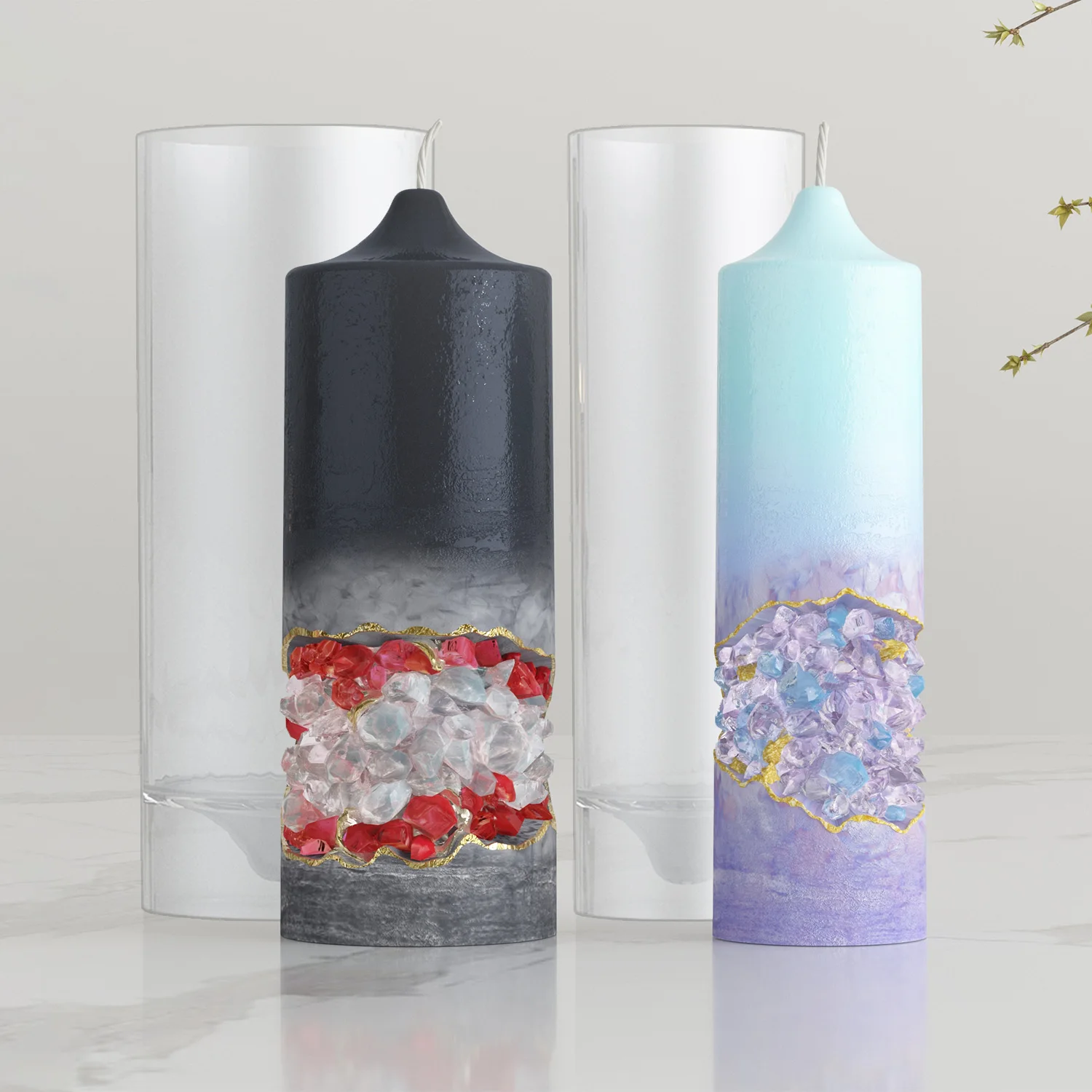 DM933 DIY Wholesale Large Acrylic Candle Mold Pillar Cylindrical Plastic Wax Molds For Aromatherapy Candle Making