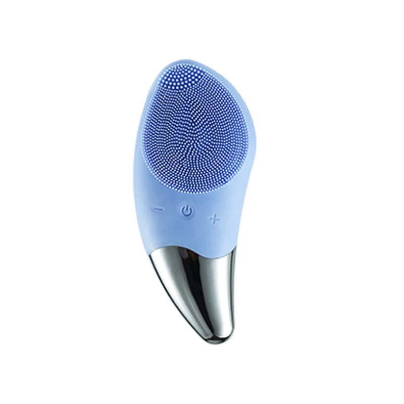 Ultrasonic Sonic Silicone Face Skin Cleaner Ems Rf Led Light Handheld Facial Cleaning Brush 5 In 1 Electric Face Massage