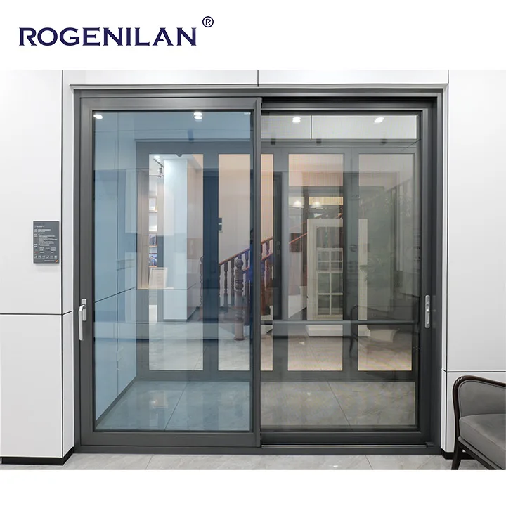 High Quality Energy Efficient Aluminium Double Tempered Glass Patio Three Rail Sliding Doors