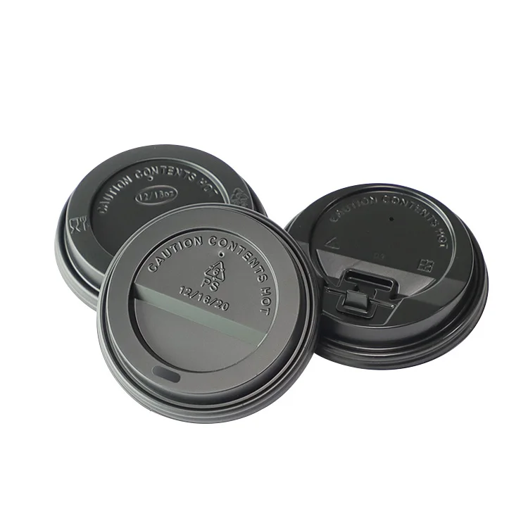 customization logo biodegradable plastic cup cover black takeaway juice coffee packaging double layer paper cups lid