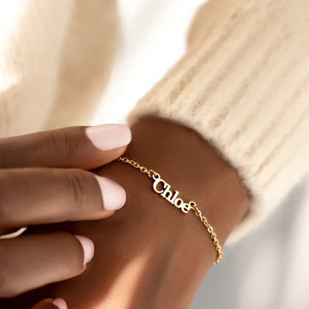 Personalized Customized Jewelry Daily Wear Chains 18K Gold Plating Custom Name Letter Bracelet