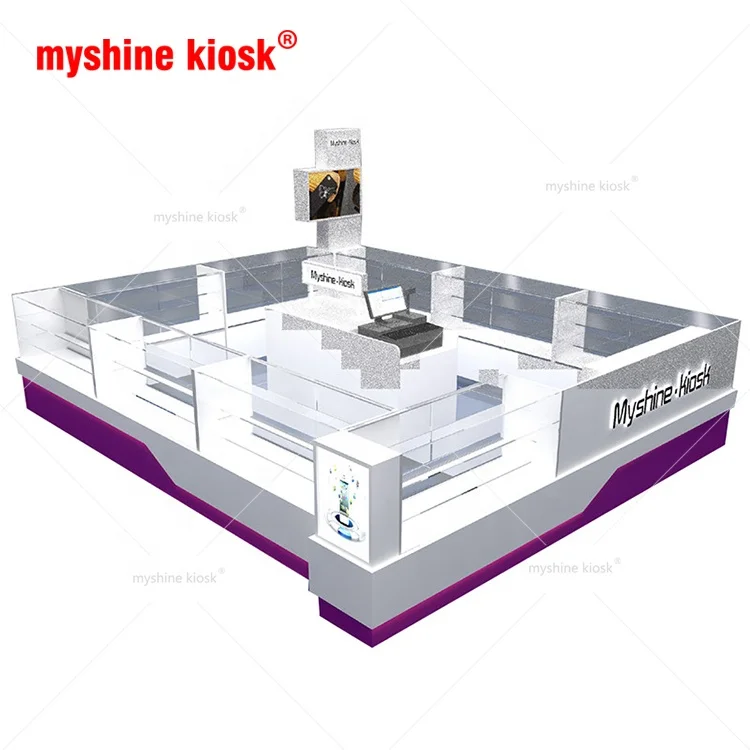 Customized Modern Phone Retail Kiosk Electric Accessories Display Kiosk Mobile Phone Showcase with Good Price