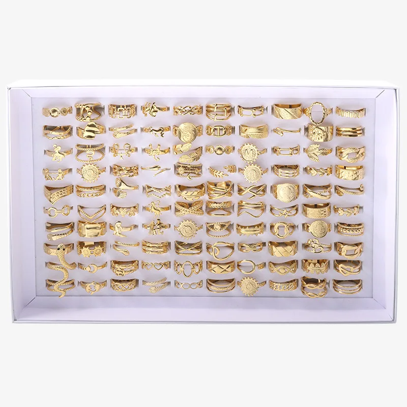 Лидер продаж парные кольца из нержавеющей стали с геометрическим рисунком оптом разные виды позолоченных винтажных открытых регулируемых