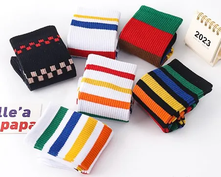 Fashion Sweet Colorful Stripes Socks Dress Casual Girl School Sock Custom Cotton Crew Socks for Women