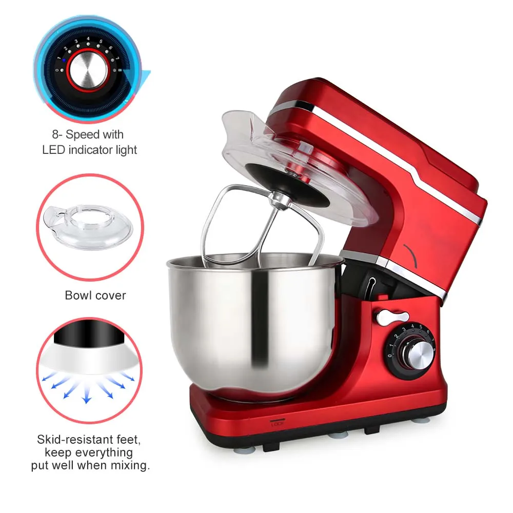 6L 6.6 litre Hotsale Powerful Household Electric Stand Mixer with Egg Whisk Dough hook for Baking Cake
